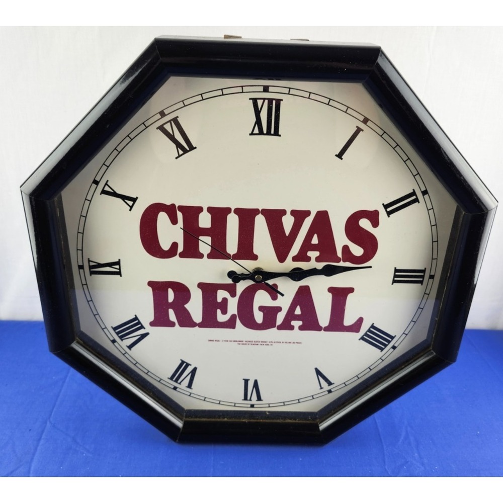 Vintage Chivas Regal Blended Scotch Whiskey Octagon Clock - Works - Heavy - S